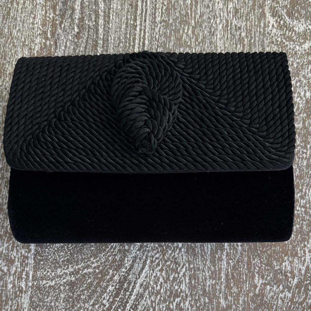 Vintage Carolyne Barton Black Velvet Clutch w/ strap Purse